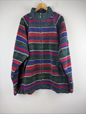 Timberland Vintage 90s Southwestern Aztec Sherpa Fleece Jacket Geometric